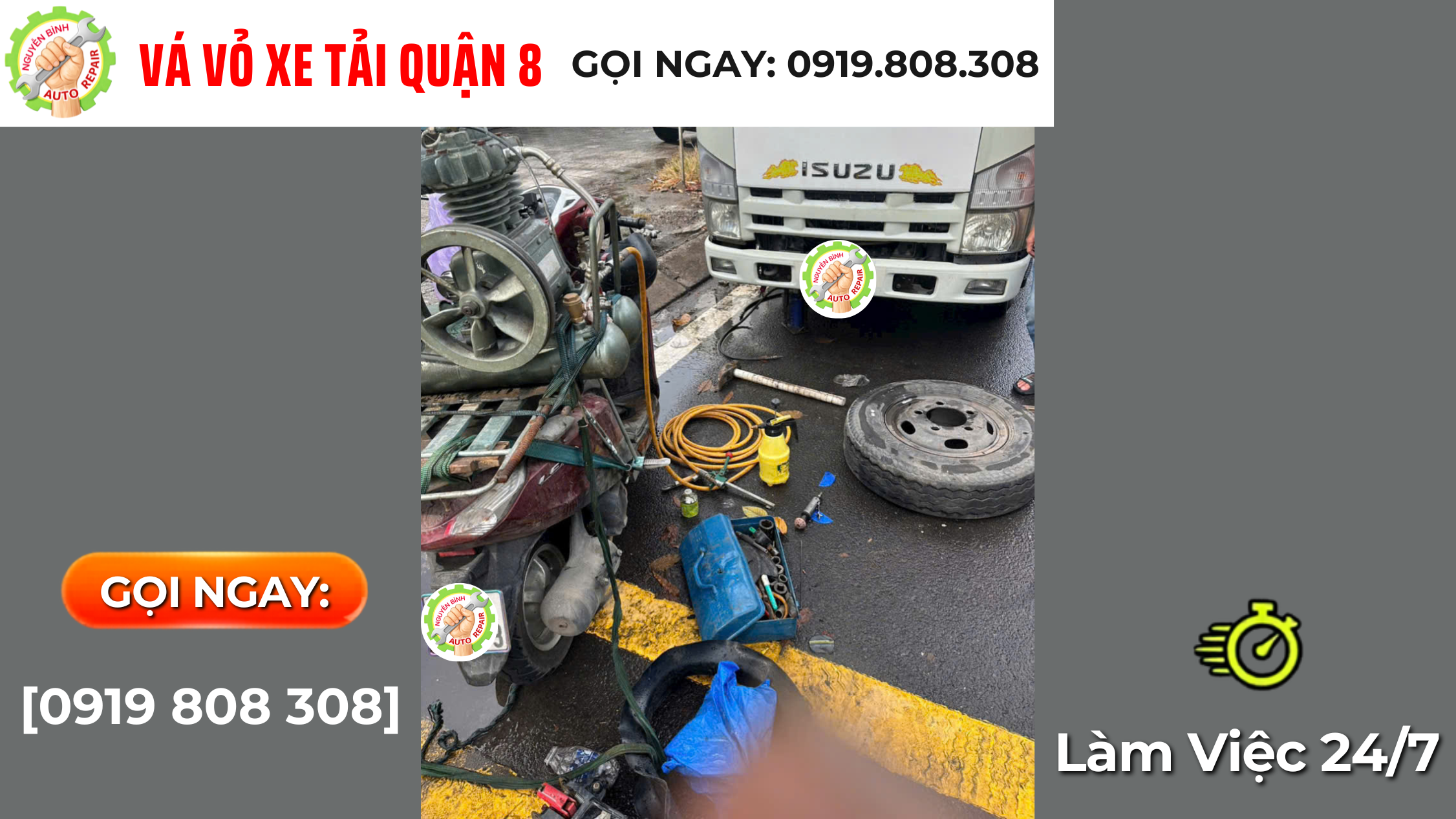 [GỌI LÀ ĐẾN] Vá Vỏ Xe Tải Quận 8 Nhanh Chóng
