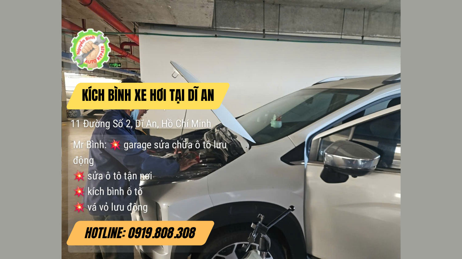 Kích Bình Xe Hơi Tại Dĩ An - Gọi Có Mặt Ngay Sau 15 Phút
